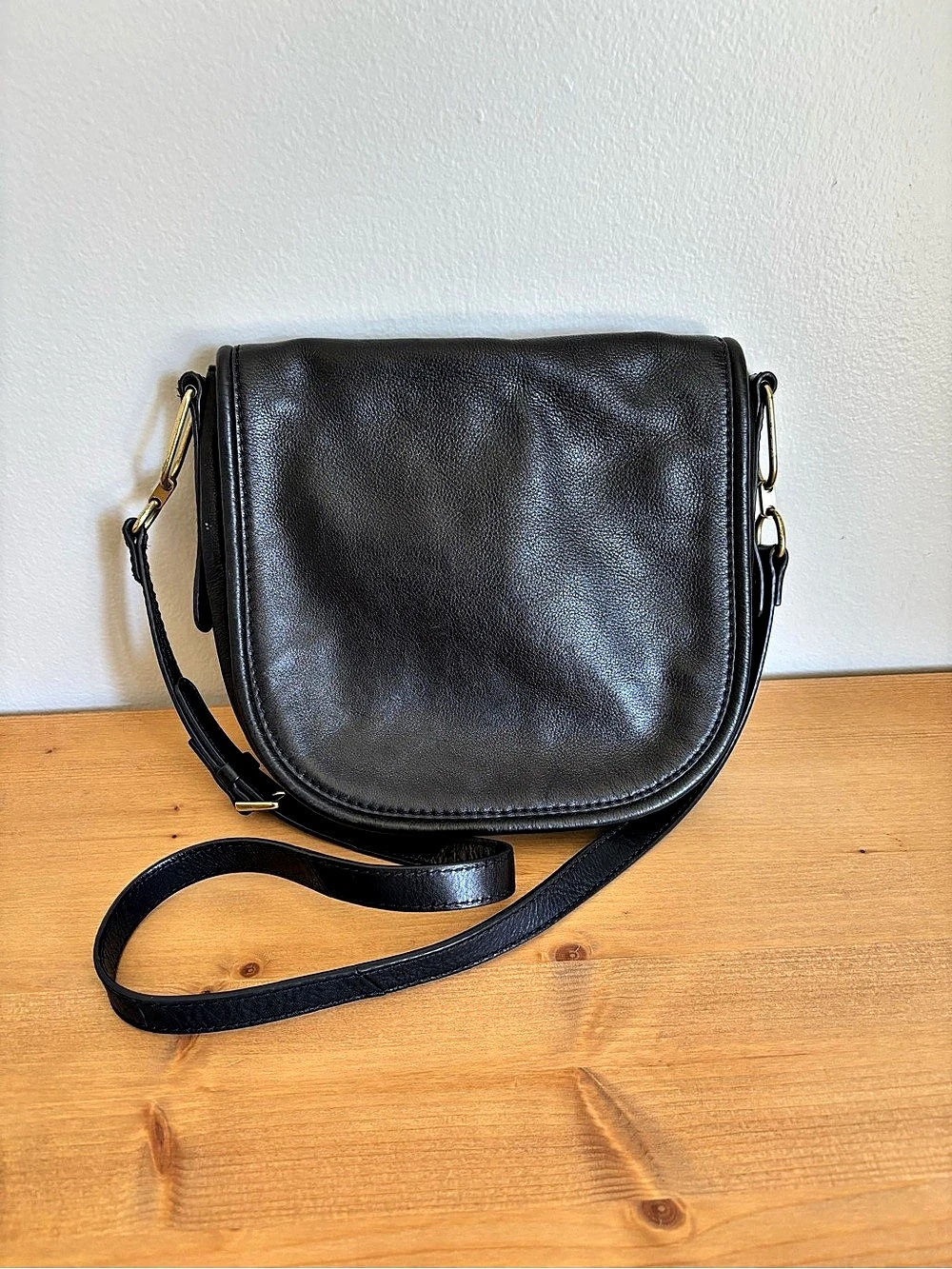 Fossil Black Leather Crossbody Bag